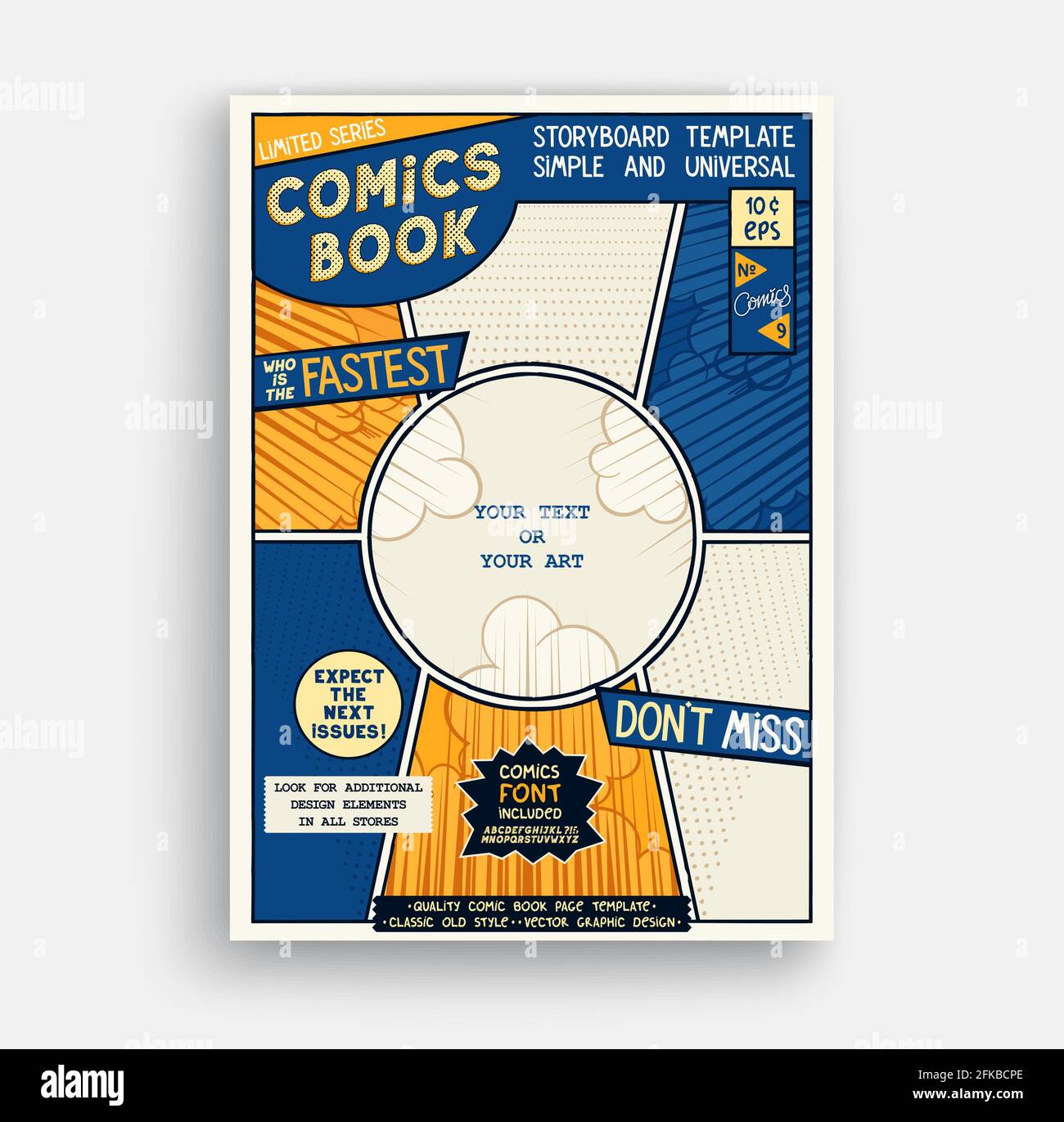 Vorlage für Comic-Seiten. Klassisches Storyboard. Cover des Comics Magazins. Vektorgrafik Stock ...