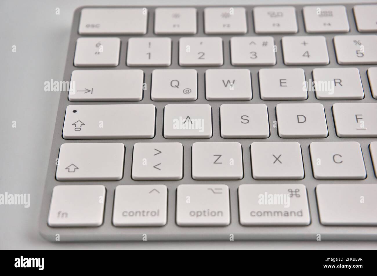 Teil einer Tastatur, in der Nähe einer Planaufnahme Stockfoto