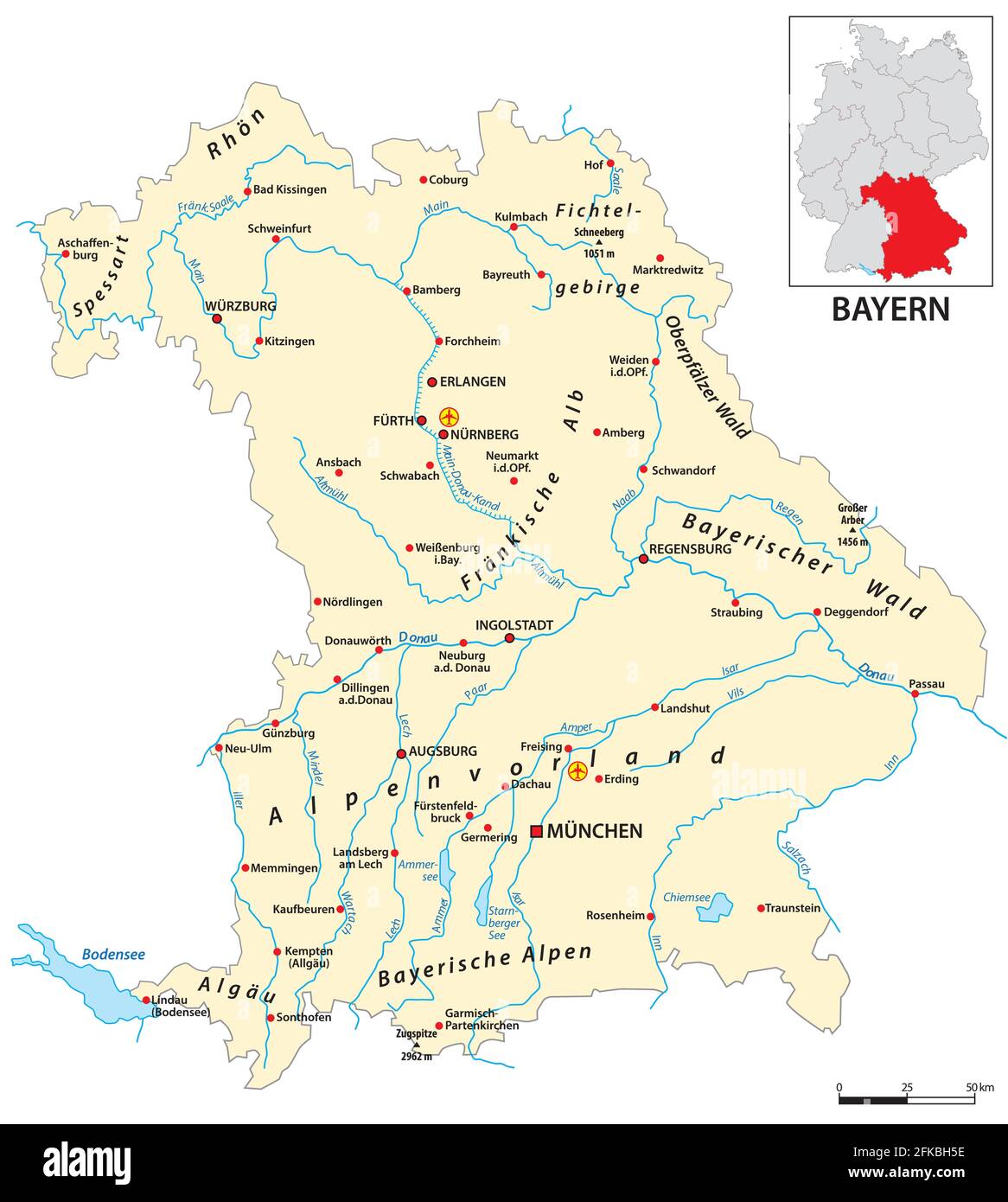 Bayern Karte Flüsse - Mali Robertson