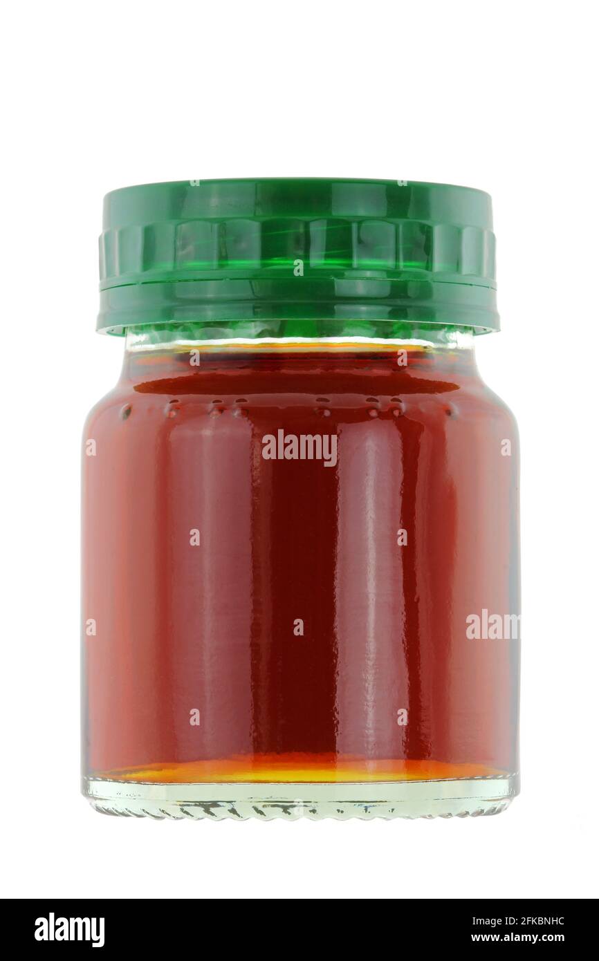 Eine Flasche Chicken Essence auf Weiß isoliert Stockfoto