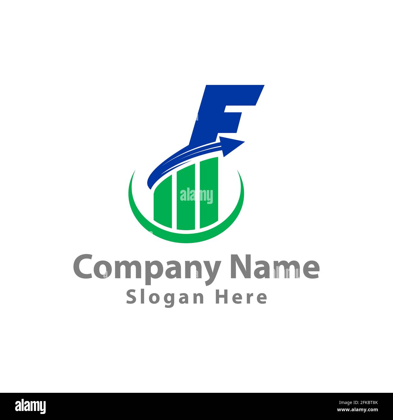 Initial F mit statistischem Marketing-Finanzlogo Vector.EPS 10 Stock Vektor