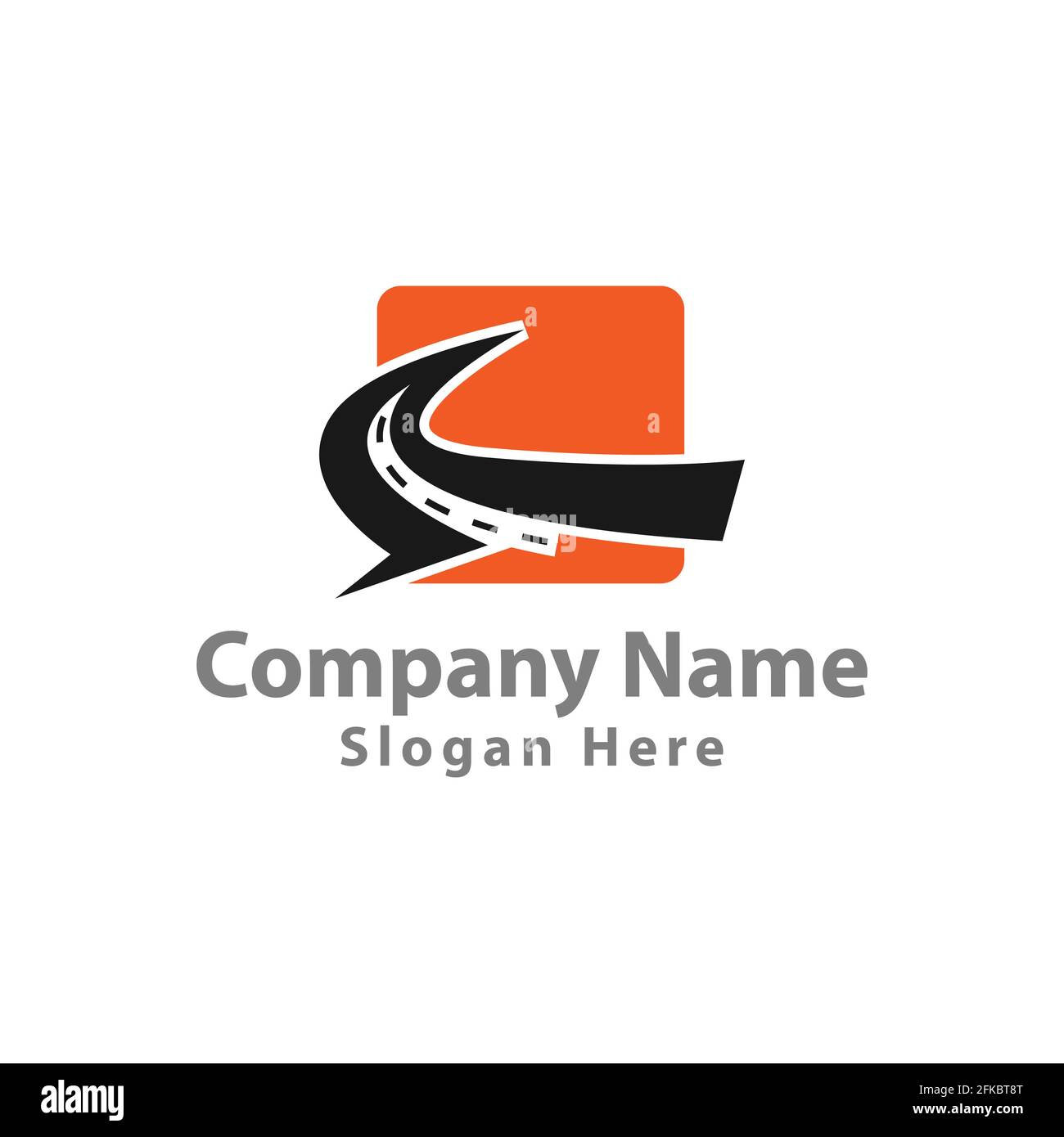 Minimalistische Logoform mit einer Straße, die in die Ferne zurückgeht.EPS 10 Stock Vektor