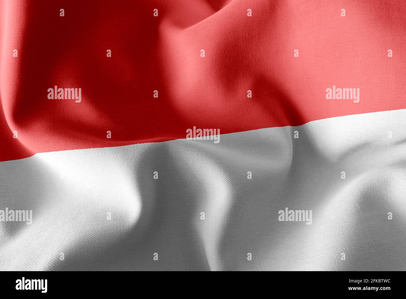 3D Illustration Flagge von Indonesien. Winken auf dem textilen Hintergrund der Windfahne Stockfoto