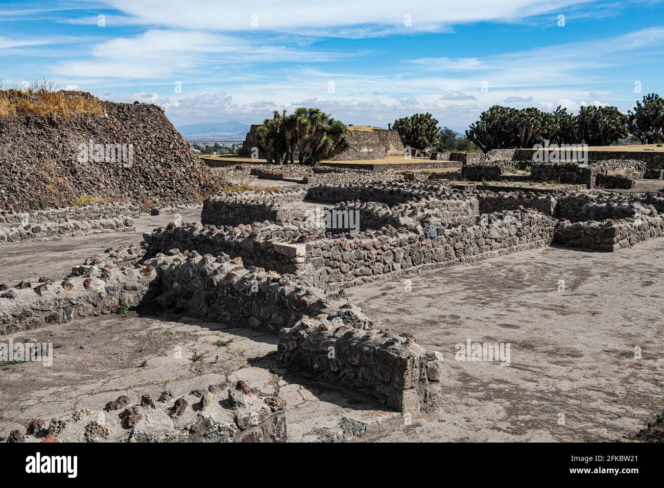 Mesoamerikanische Ausgrabungsstätte von Tecoaque, Tlaxcala, Mexiko, Nordamerika Stockfoto