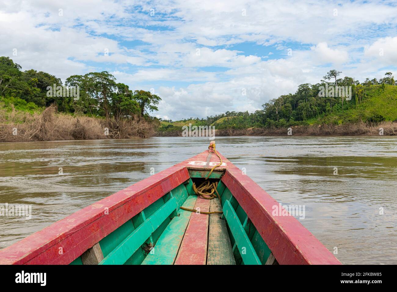 Boot auf dem Usumacinta River, Chiapas, Mexiko, Nordamerika Stockfoto