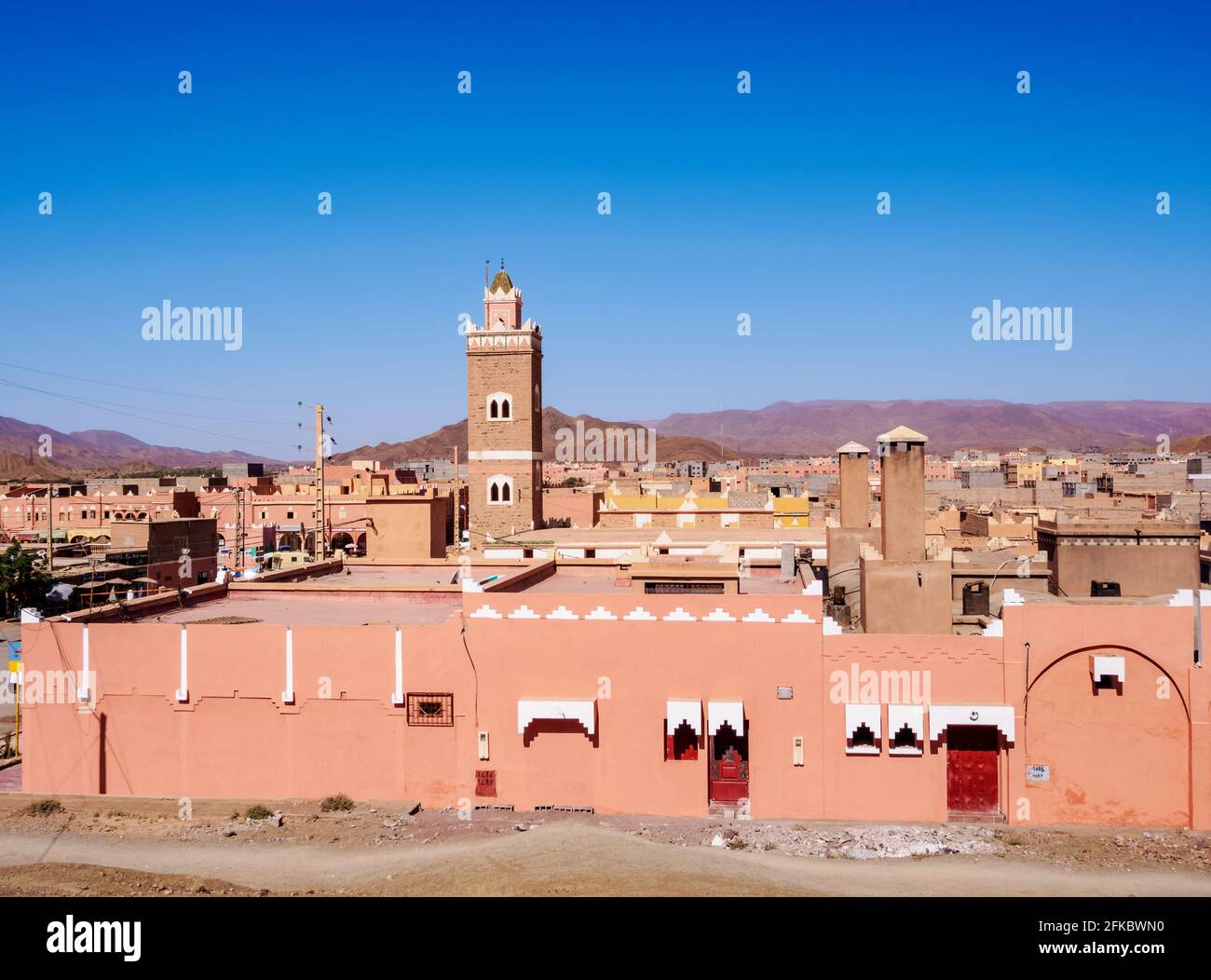 Stadtbild von Agdz (Agdez), Region Draa-Tafilalet, Marokko, Nordafrika, Afrika Stockfoto