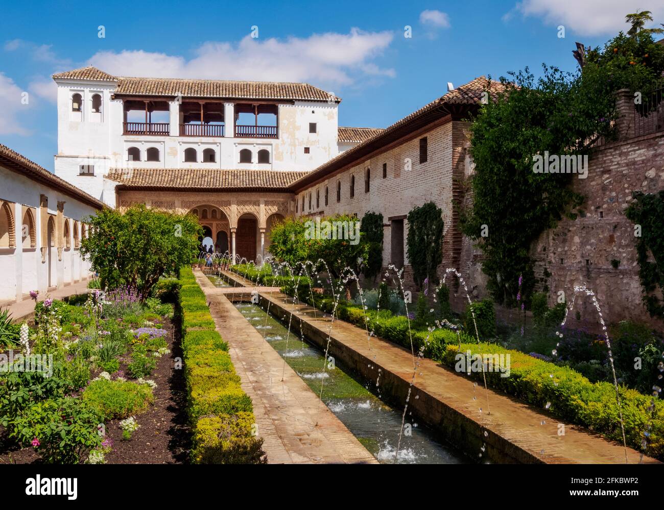 Patio de la Acequia (Innenhof des Kanals), Generalife-Palast, Alhambra, UNESCO-Weltkulturerbe, Granada, Andalusien, Spanien, Europa Stockfoto Patio de la Acequia (Innenhof des Kanals), Generalife-Palast, Alhambra, UNESCO-Weltkulturerbe, Granada, Andalusien, Spanien, Europa Stockfoto