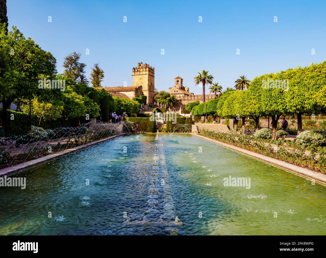 Gärten von Alcazar de los Reyes Cristianos (Alcazar der christlichen Könige), UNESCO-Weltkulturerbe, Cordoba, Andalusien, Spanien, Europa Stockfoto