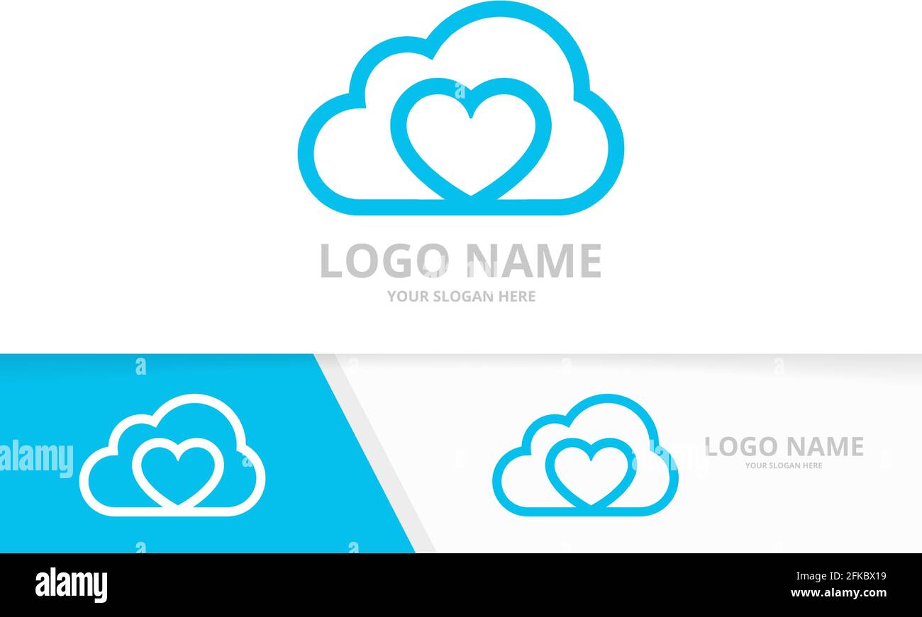 Kombination aus Vector Heart und Cloud Logo. Einzigartige Love Storage Logo Design-Vorlage. Stock Vektor