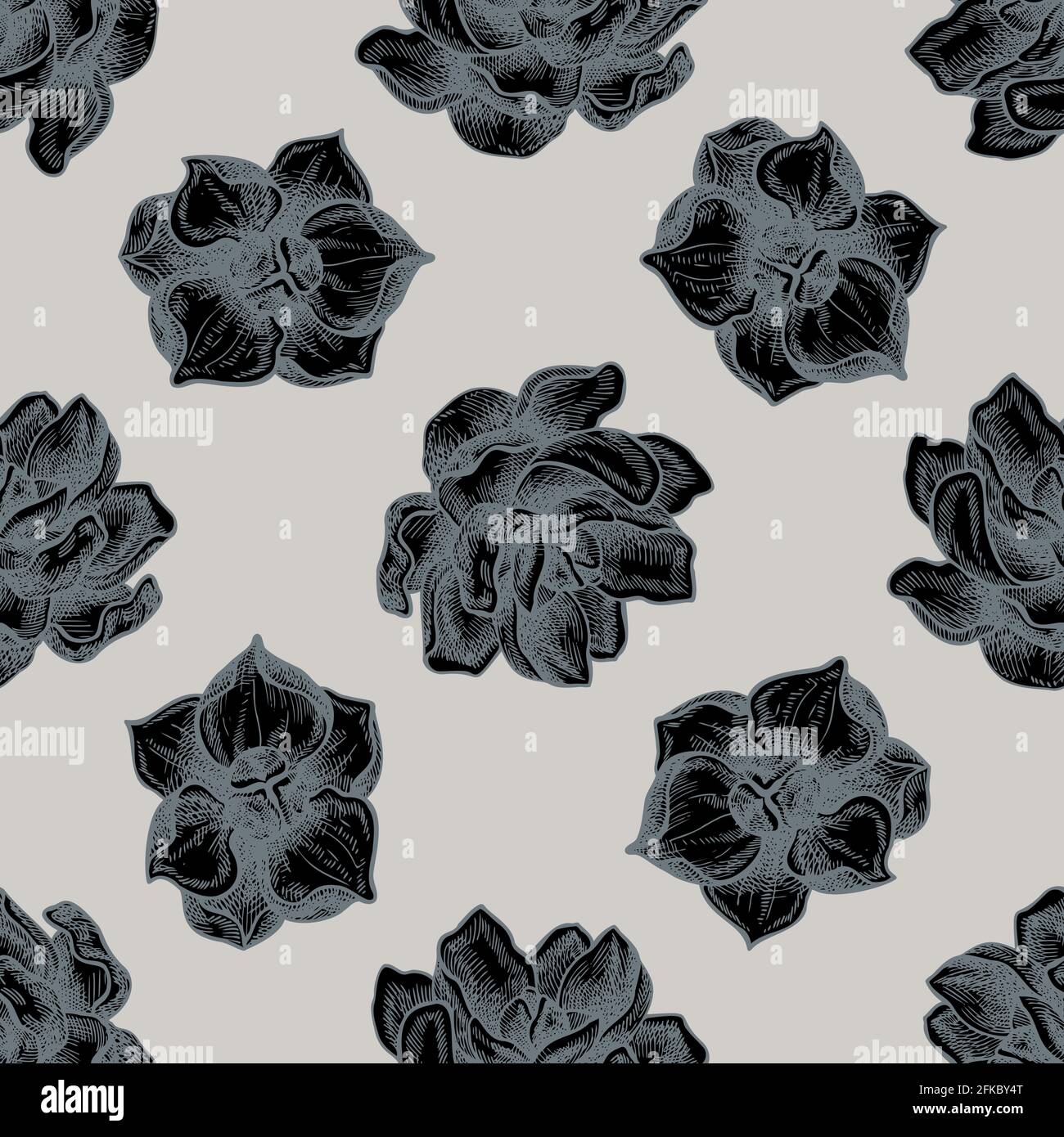 Nahtloses Muster mit handgezeichneten stilisierten Magnolienblüten Stock Vektor