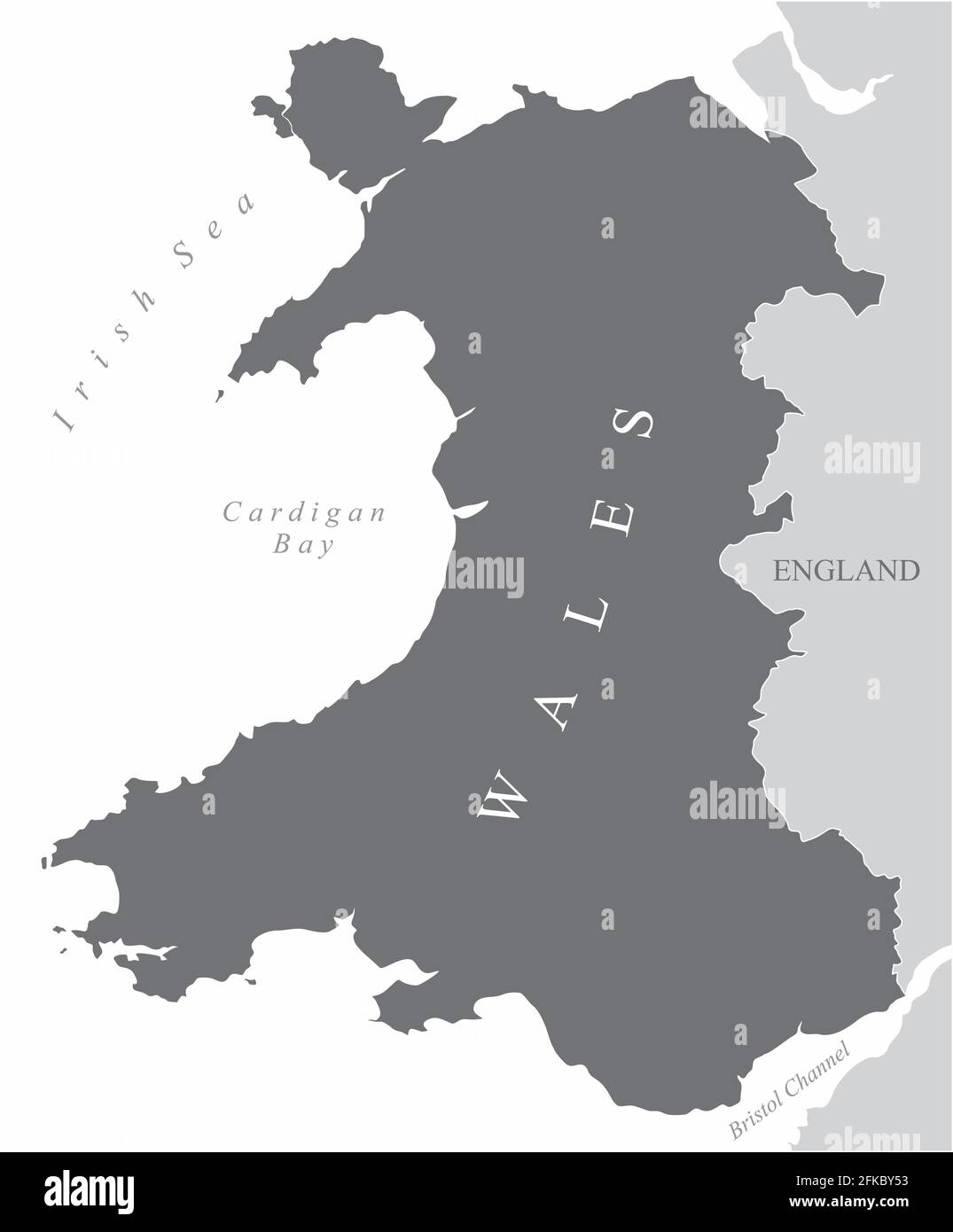 Die Wales-Karte und die Umgebung mit Etiketten Stock Vektor