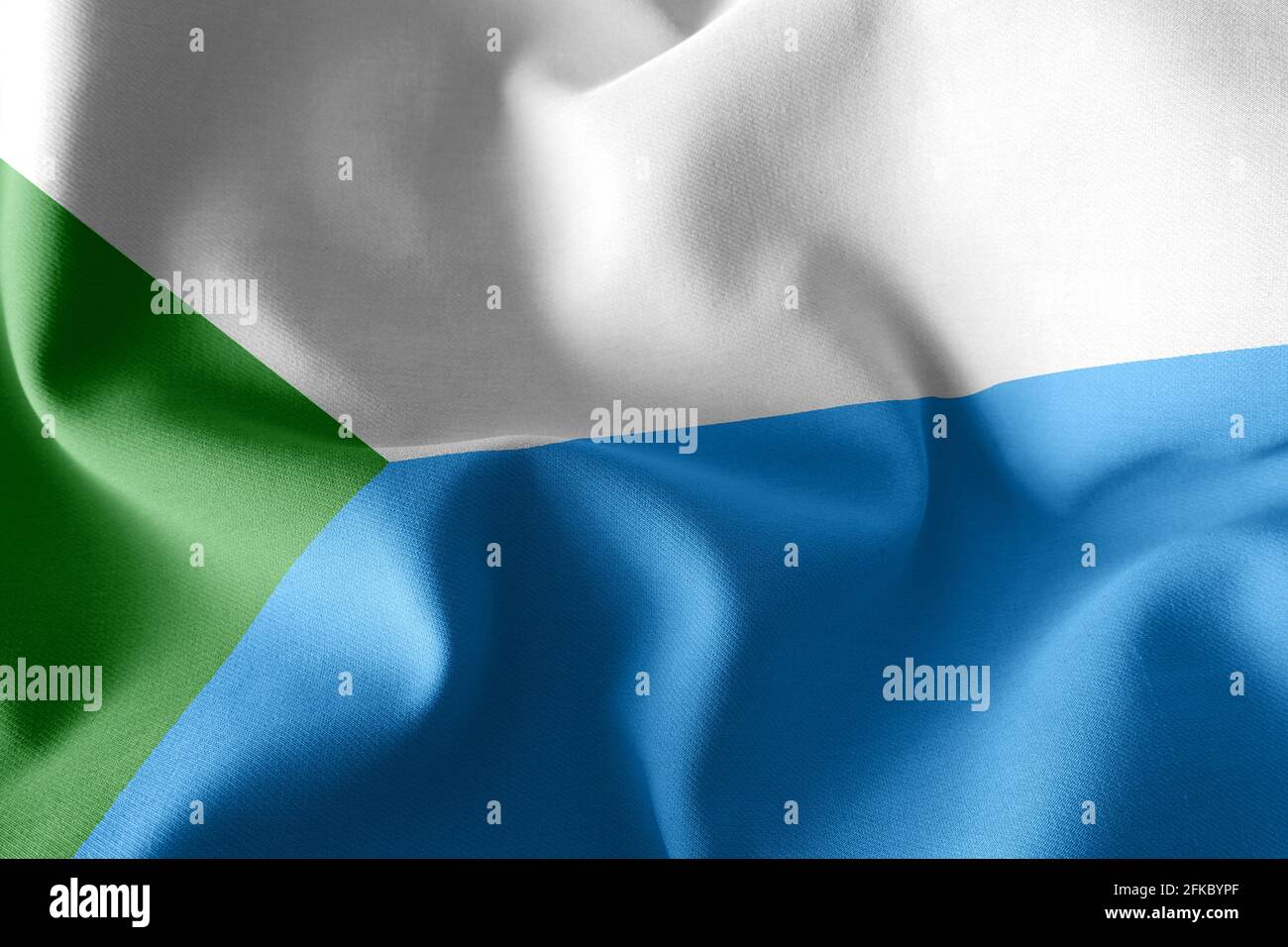 3D-Illustration Flagge der Region Chabarowsk ist eine Region von Russland. Winken auf dem textilen Hintergrund der Windfahne Stockfoto