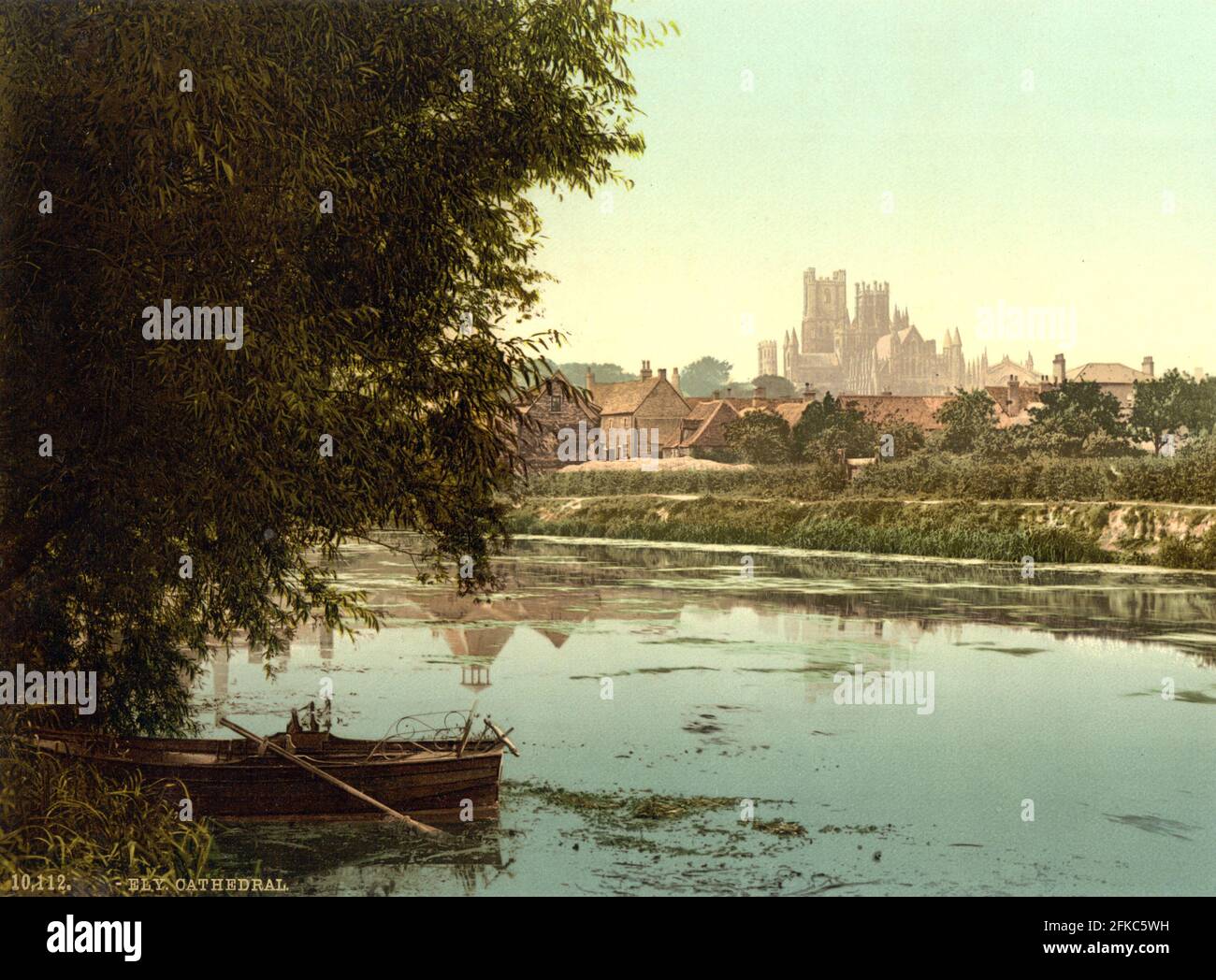 Ely Kathedrale und der Fluss Great Ouse um 1890-1900 Stockfoto