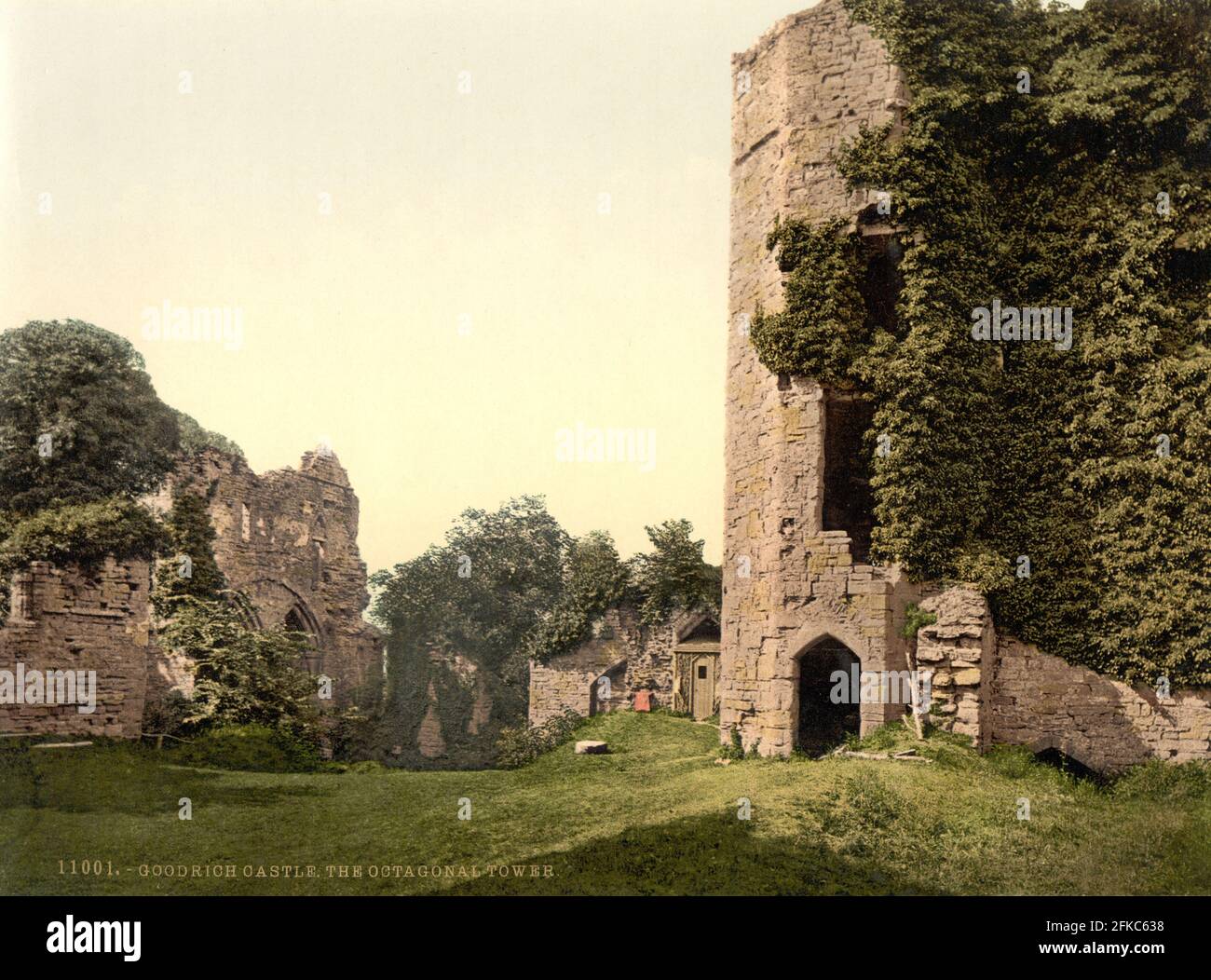 Der achteckige Turm von Goodrich Castle, Herefordshire um 1890-1900 Stockfoto