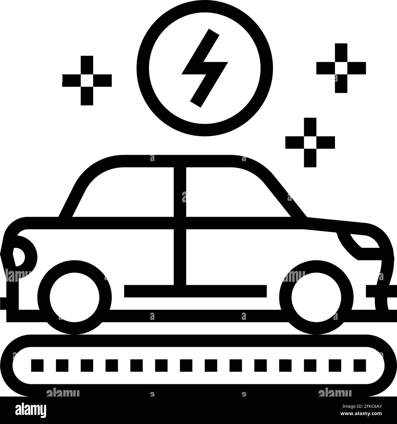 Herstellung Elektroauto Linie Symbol Vektor Illustration Stock Vektor