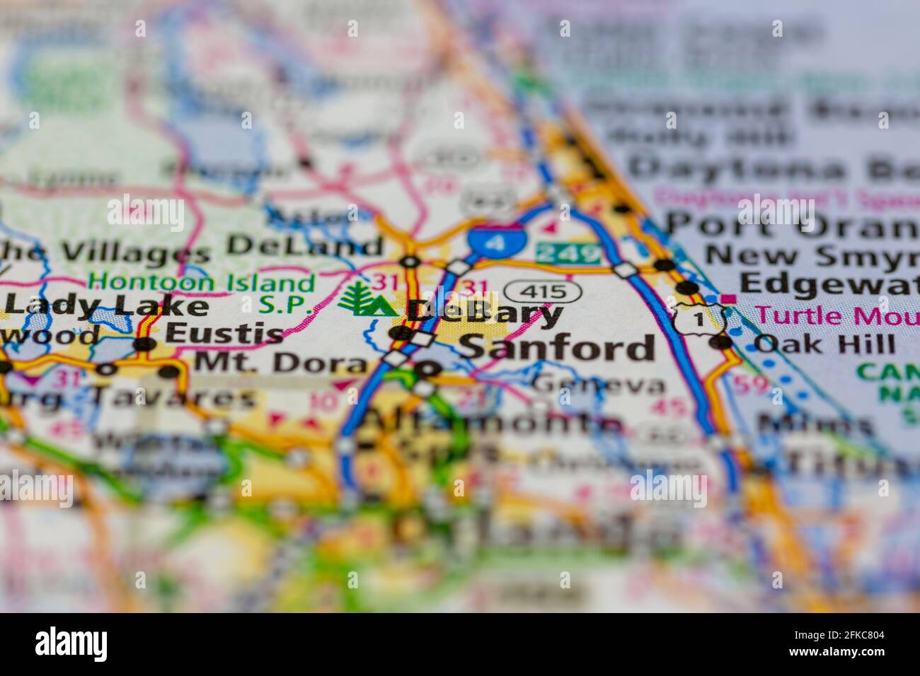 DeBary Florida USA wird auf einer geografischen Karte oder Straße angezeigt Karte Stockfoto