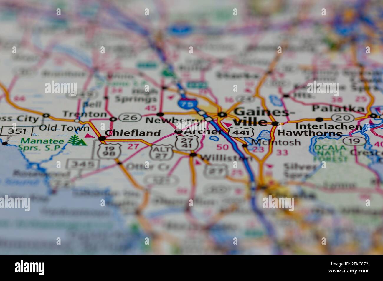 Gainesville Florida USA auf einer Geografie-Karte oder Straße angezeigt Karte Stockfoto