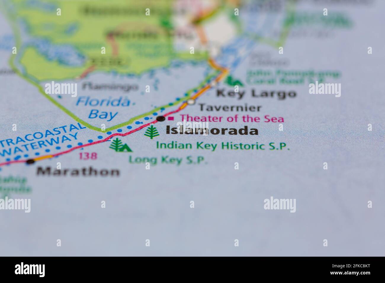 Islamorada Florida USA auf einer Geographie-Karte oder Straße angezeigt Karte Stockfoto