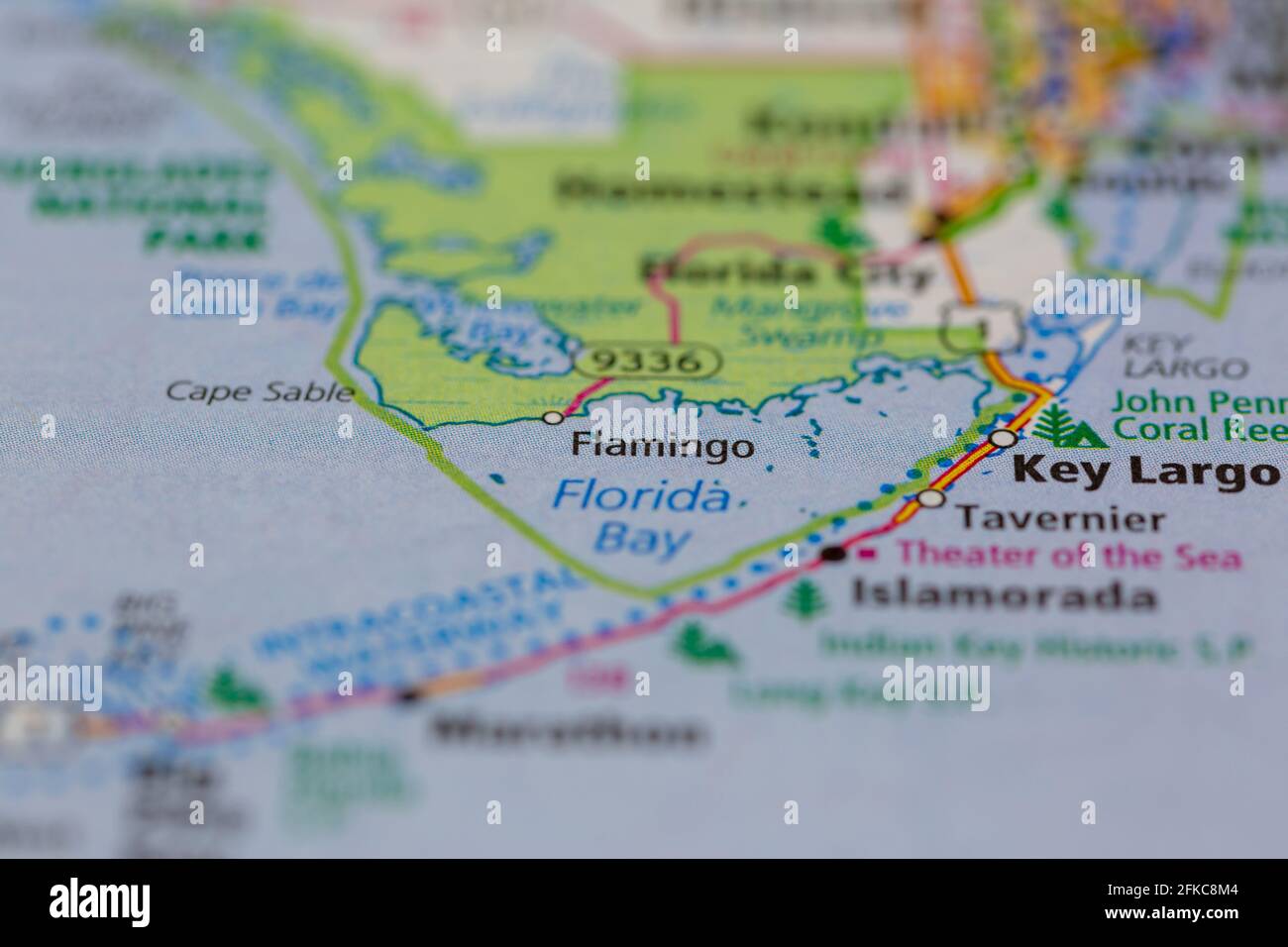 Flamingo Florida USA auf einer geografischen Karte oder Straße angezeigt Karte Stockfoto