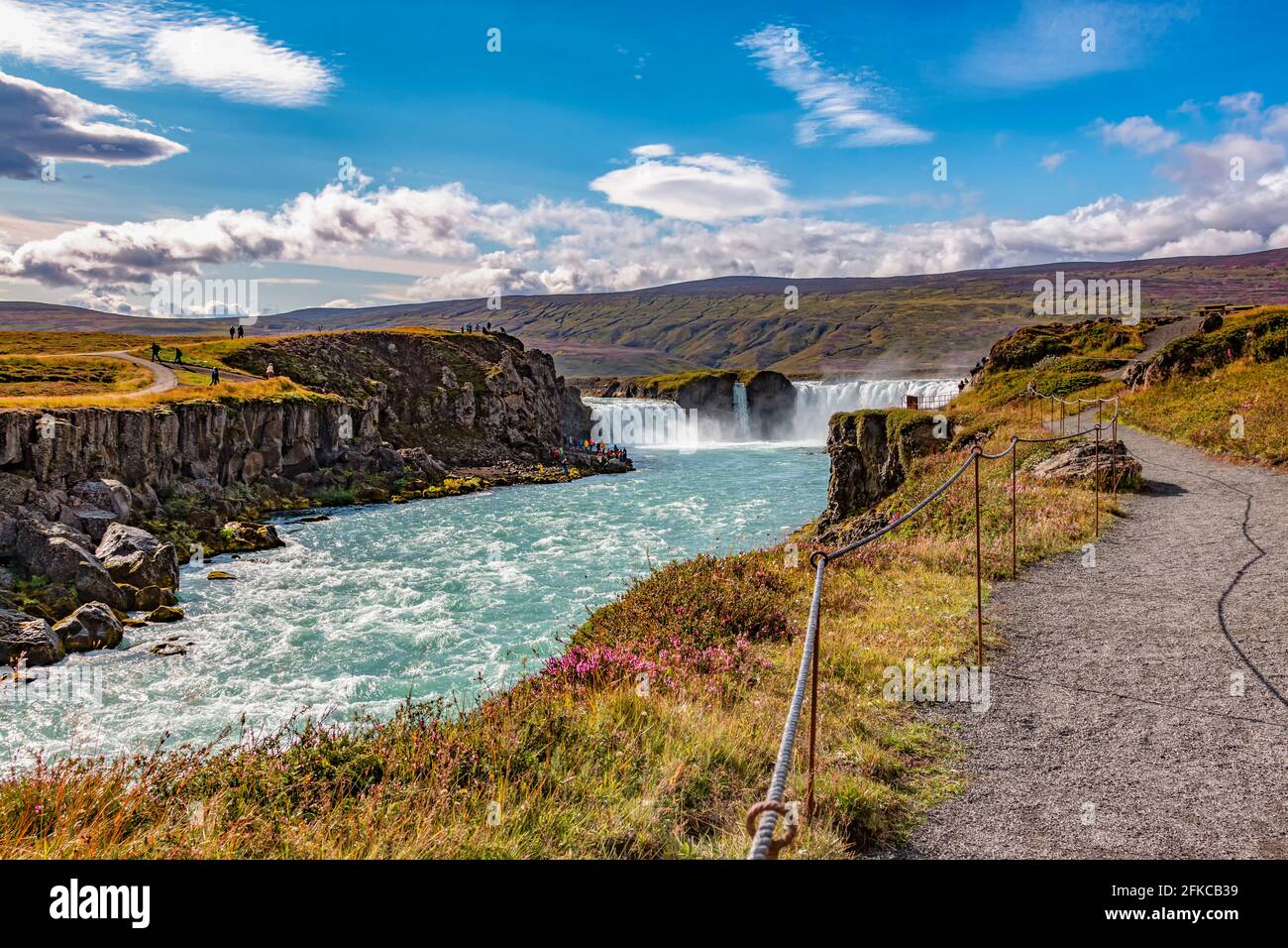 Blick auf den Godafoss Wasserfall in Island Stockfoto