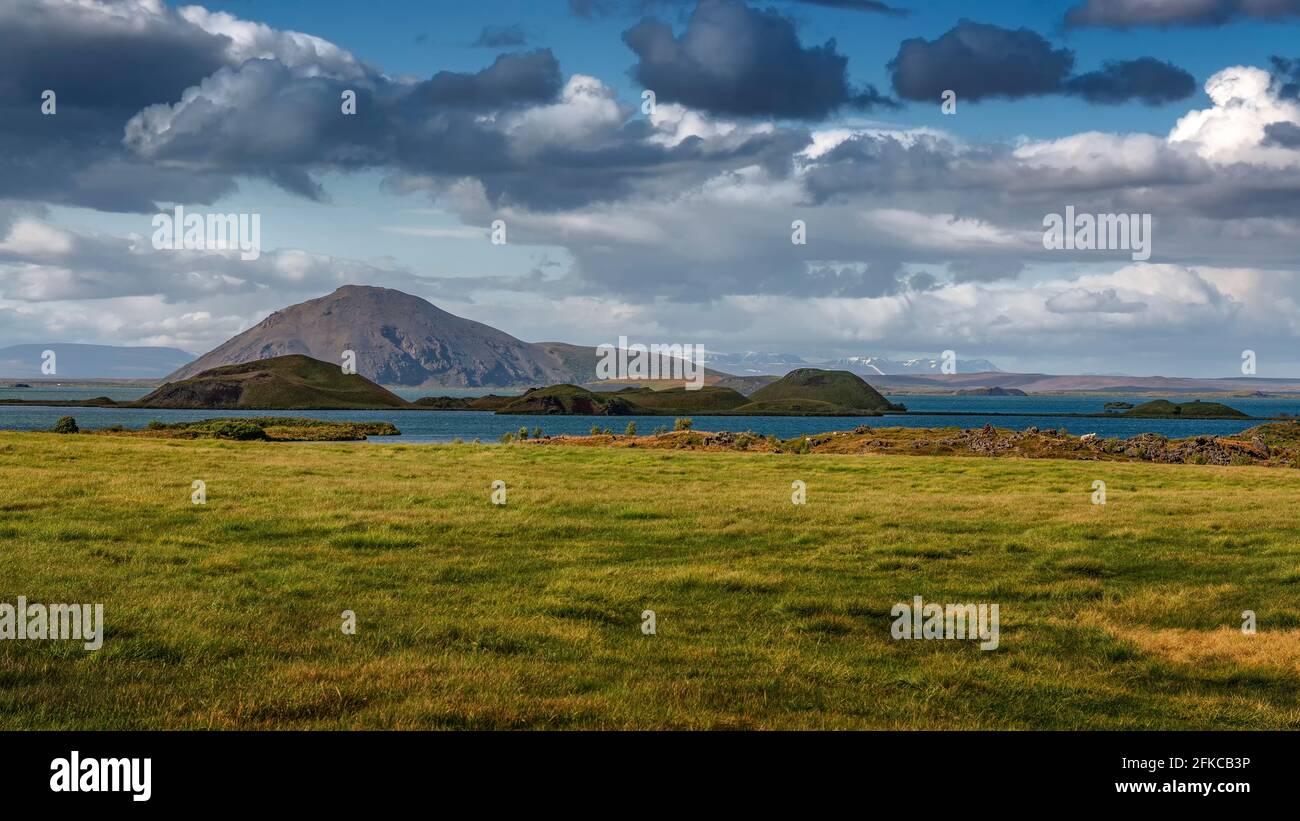 Blick über den Mückensee Myvatn in Island Stockfoto