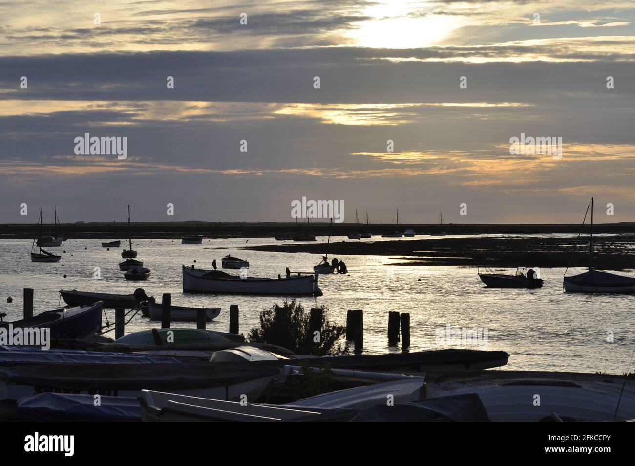 Abend in Burnham Overy Staitthe, North Norfolk, England, Großbritannien. Stockfoto