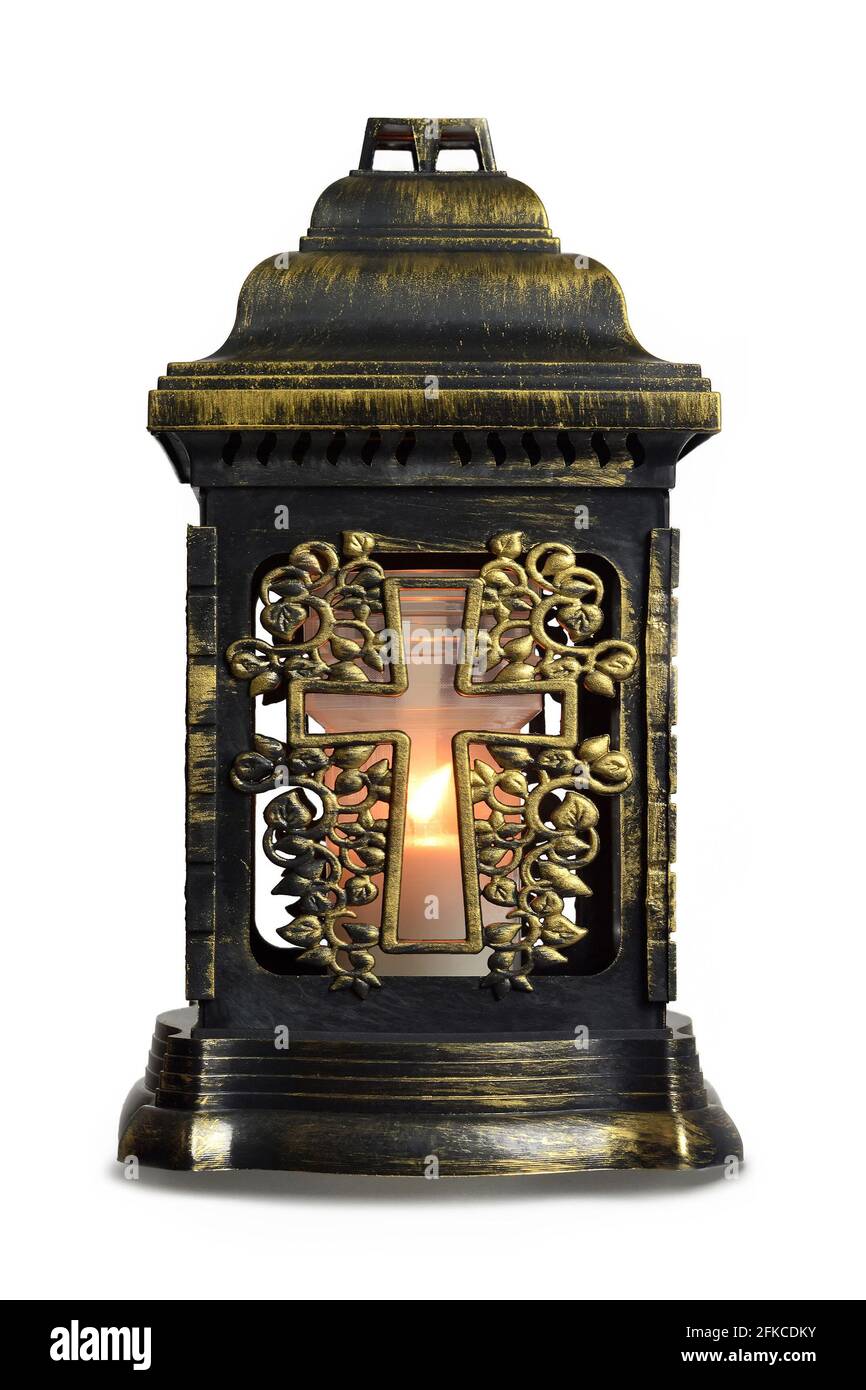 Votivkerze isoliert auf weißem Hintergrund Stockfoto