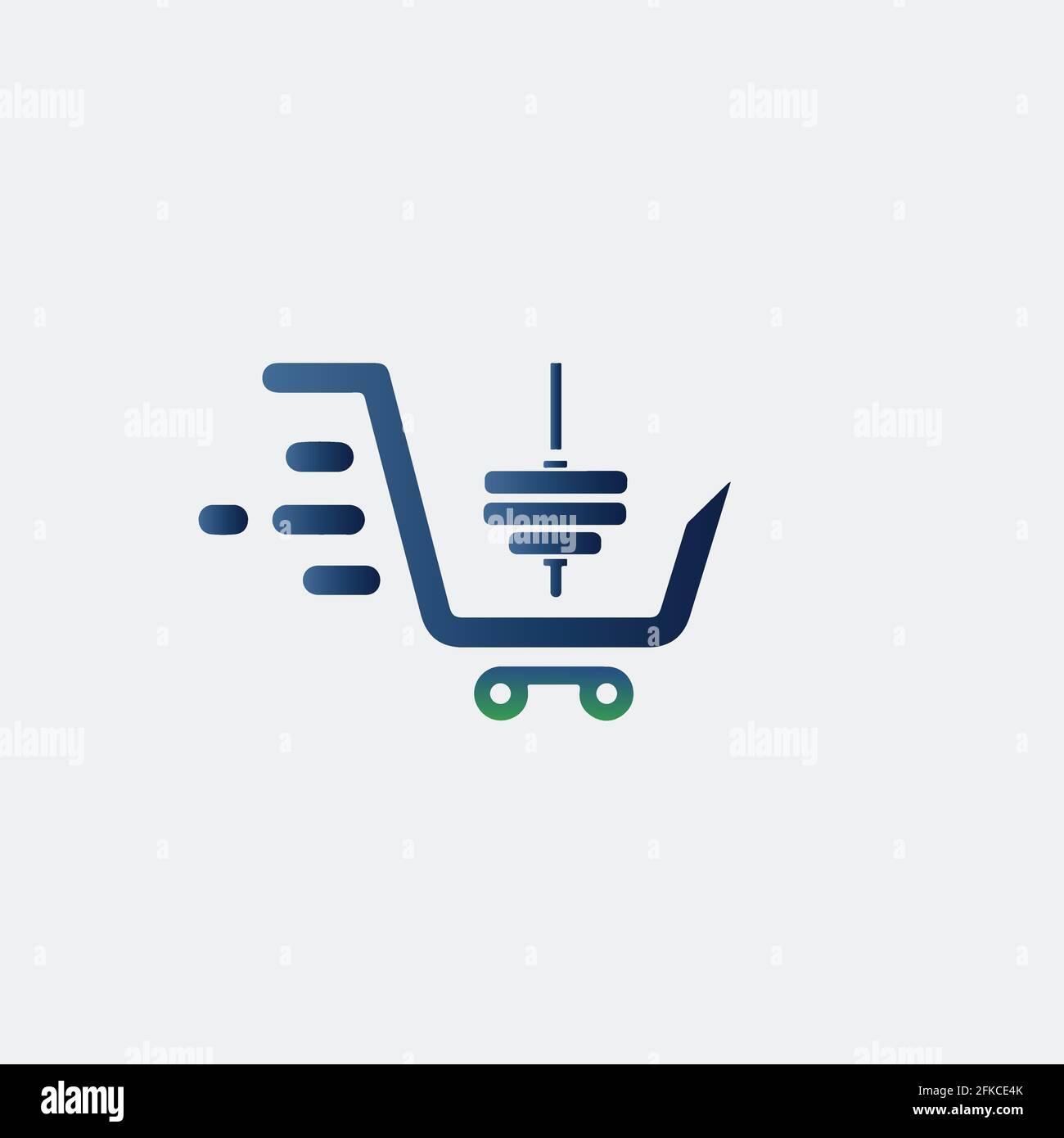 E-Commerce-Geschäft mit Fitness-Hantel Symbol Vektor-Logo-Design Stock Vektor