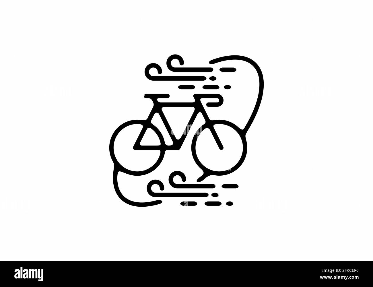 Schwarze Linie Kunst Illustration von Fahrrad in gekippter ovaler Form  Design Stock-Vektorgrafik - Alamy