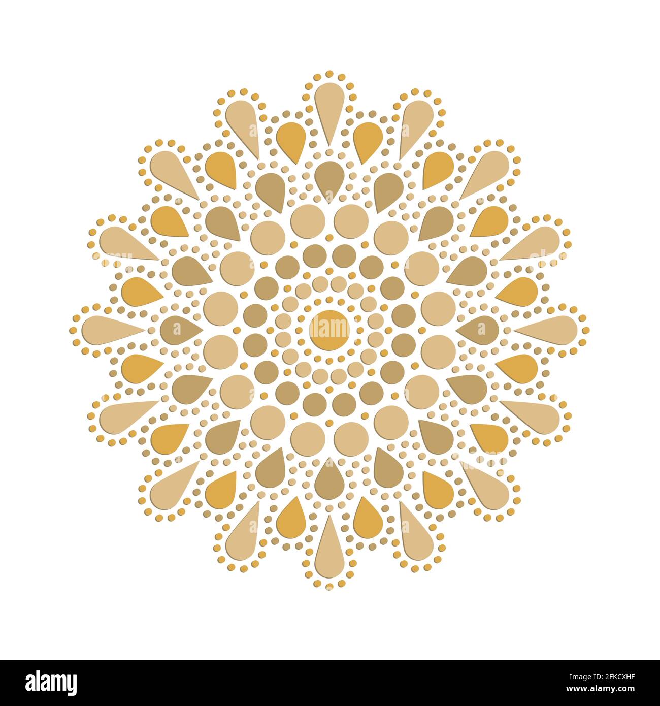 Monochrome Dot-Malerei trifft auf Mandalas. Aborigines Stil der Punktmalerei und Kraft des Mandalas. Dekorative Blume Stock Vektor