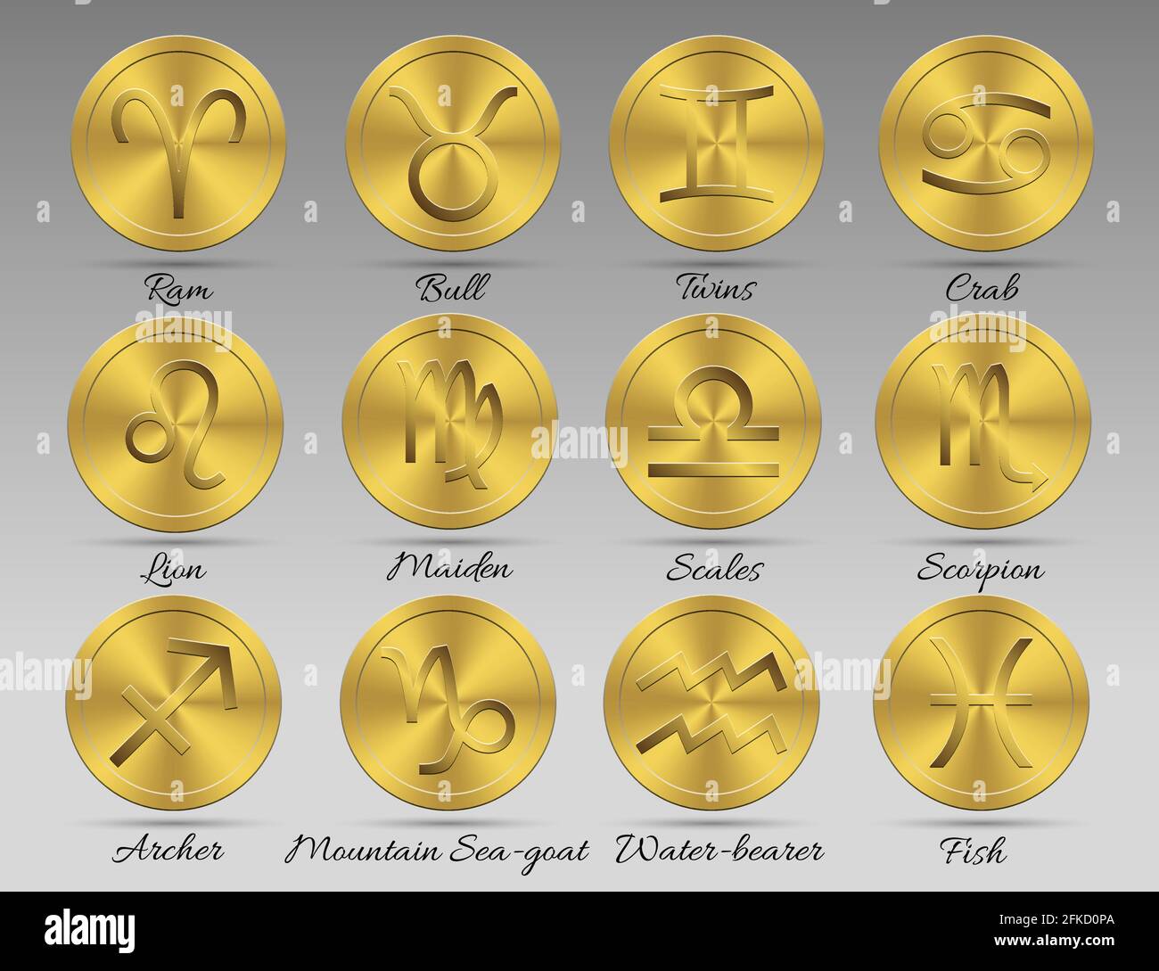 Satz astrologischer Tierkreiszeichen. Horoskop Zeichen, modernes Design Vorlage für Ihr Design Stock Vektor