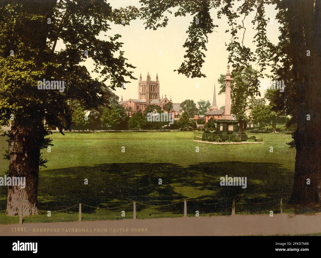 Hereford Cathedral aus Castle Green, Herefordshire um 1890-1900 Stockfoto