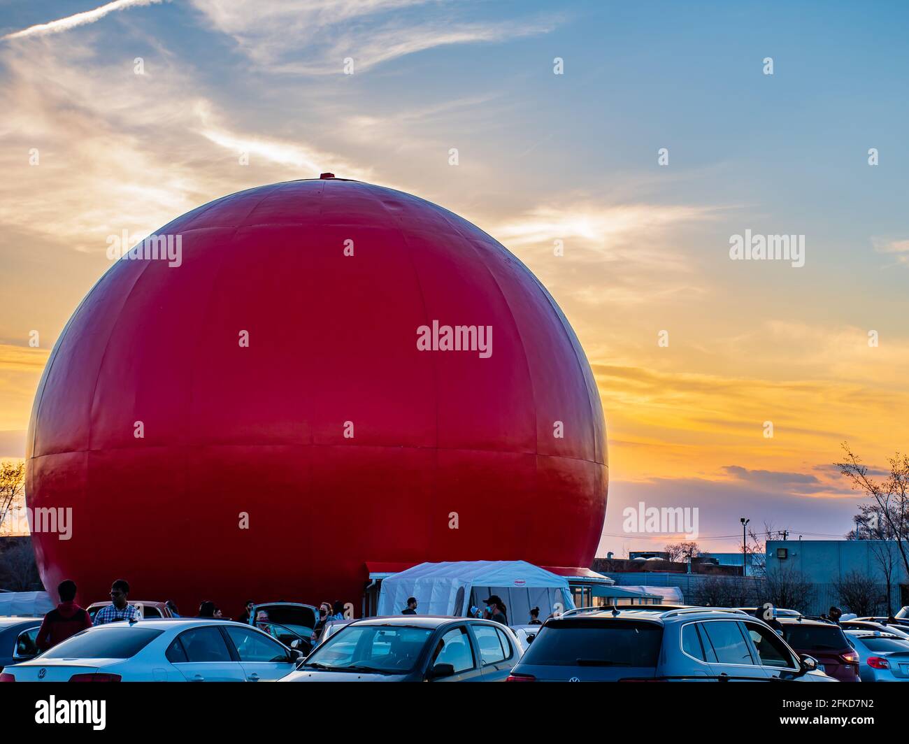 Blick auf das Gibeau Orange Julep Restaurant bei Sonnenuntergang Stockfoto