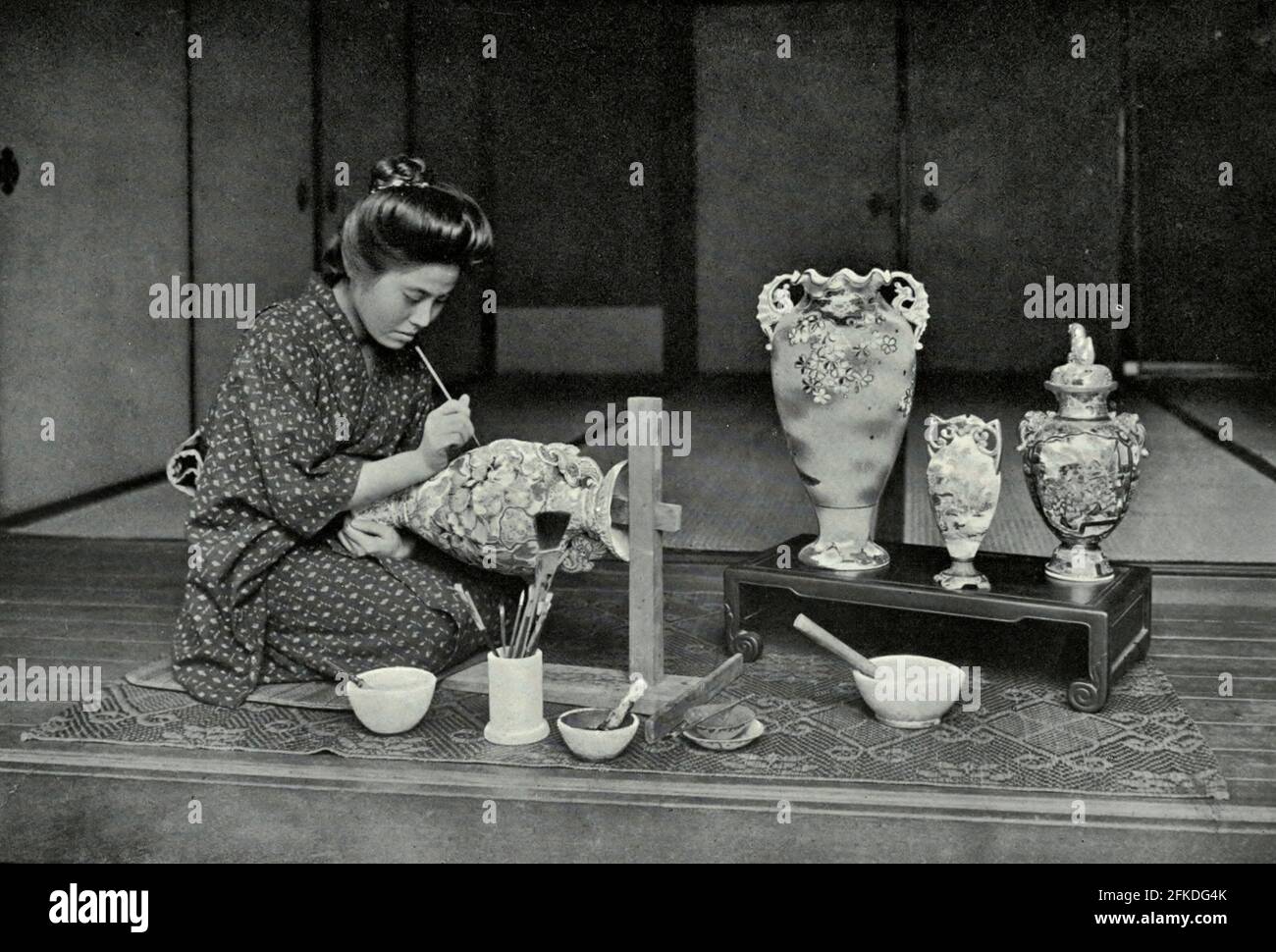 Malerei Keramik für den Export - Japan, um 1900 Stockfoto