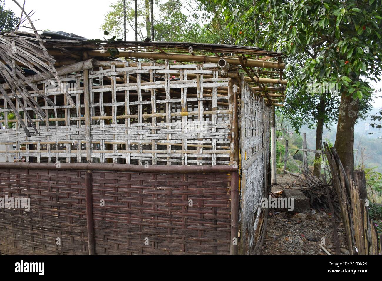 Bambushaus, Lagerung für Vieh Stockfoto