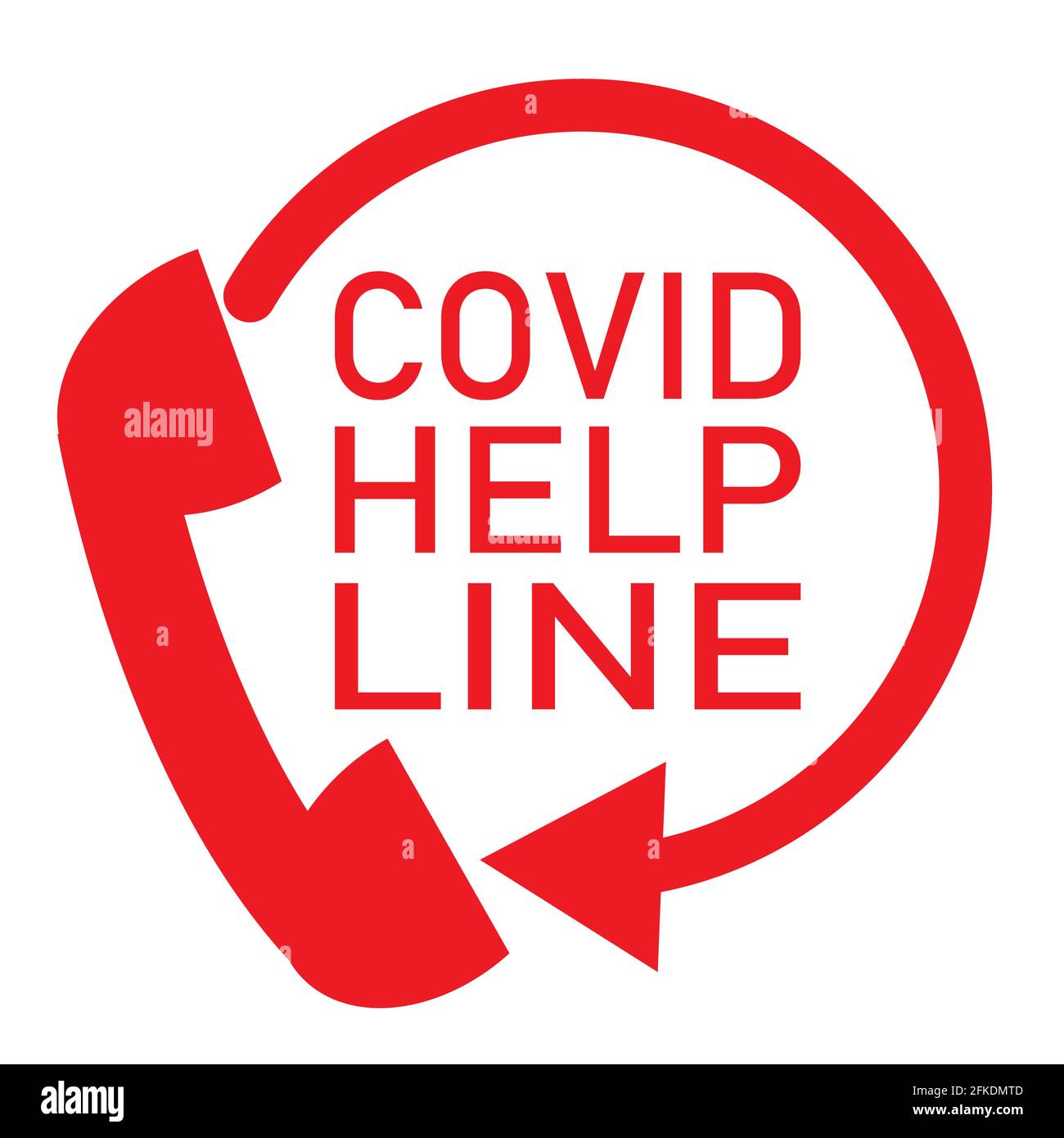 Covid help line icon white background. Coronavirus-Helpline-Zeichen. Covid-19 Prävention. Symbol für Hilfe Telefonnummer. Stockfoto