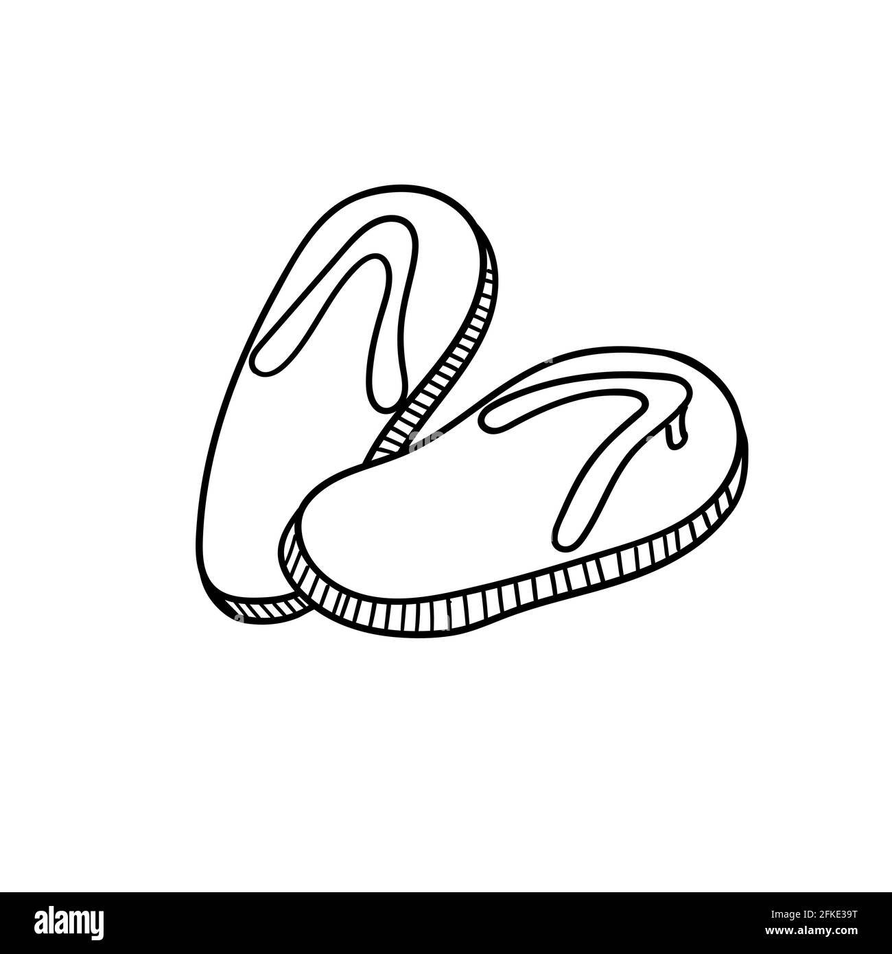 Handgezeichnetes Symbol von Flip Flops im Doodle-Stil Stock Vektor
