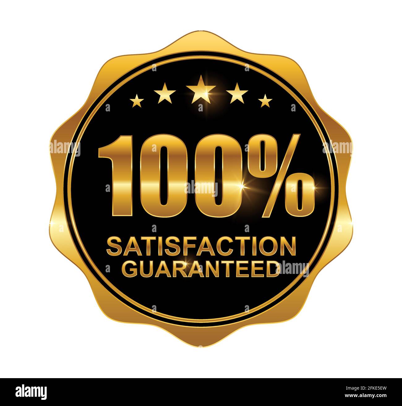 Eine Vektordarstellung des goldenen 100% Garantie-Logo-Zeichens mit goldener Glanz-Effekt Stock Vektor