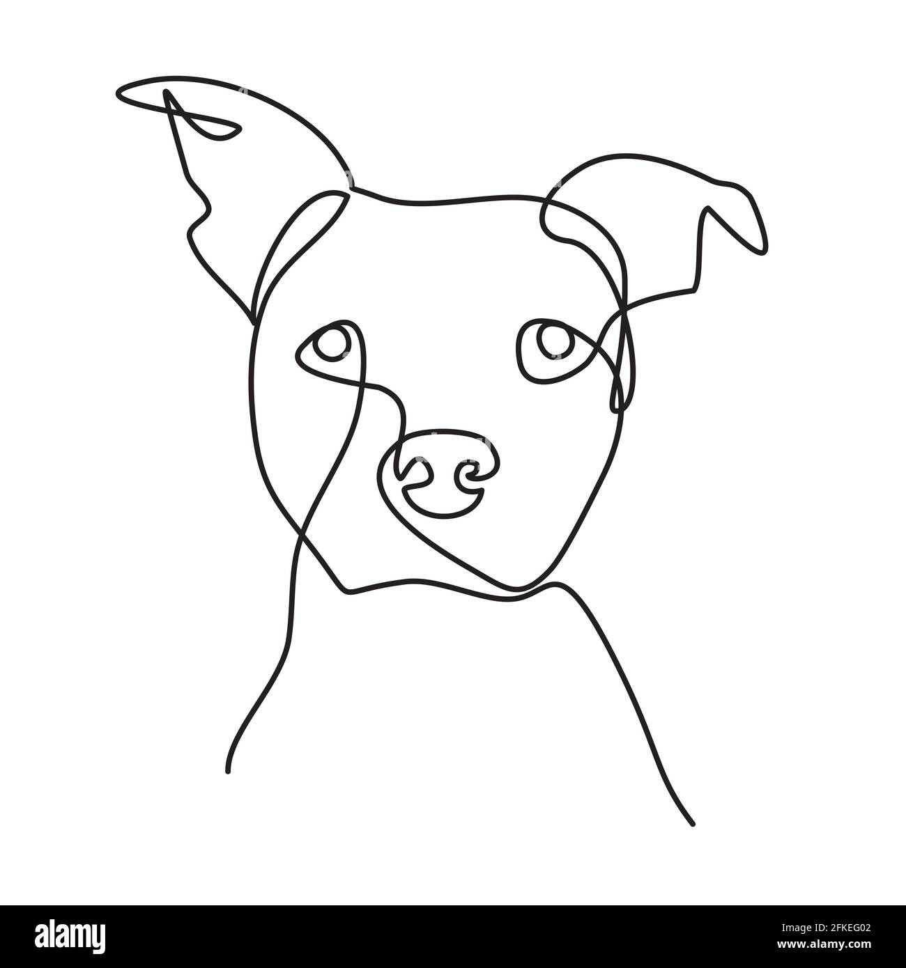 Vektorgrafik für Hund mit einer Linie. Hund mit kontinuierlicher Linienzeichnung. Handgezeichnete Linienzeichnung mit Hund. Stock Vektor