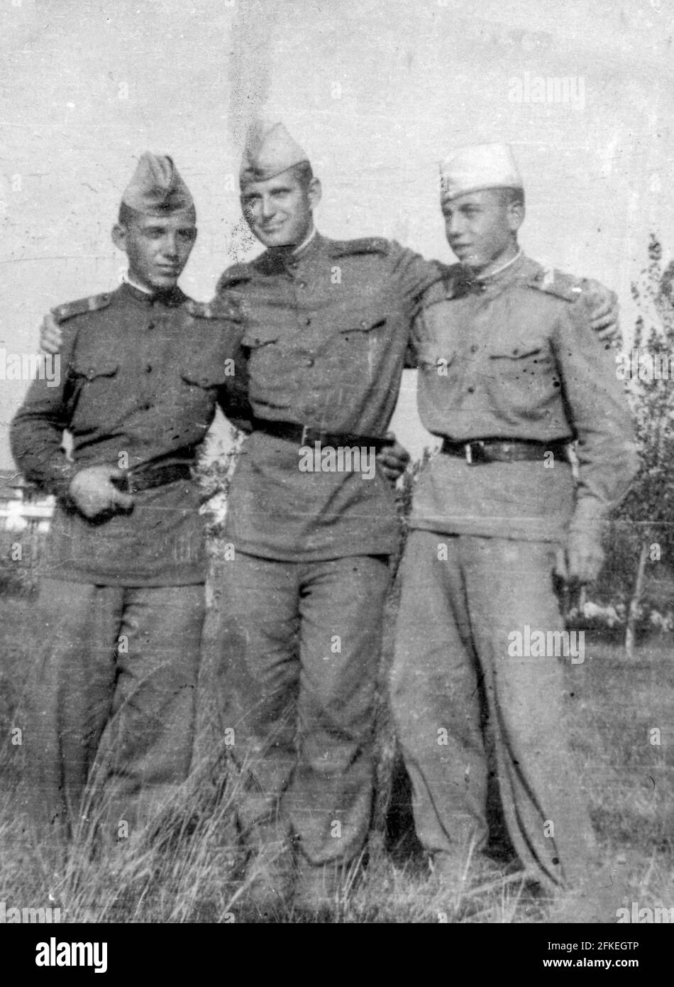 Archivfoto von bulgarischen Soldaten aus dem Dienst um 1958 Stockfoto