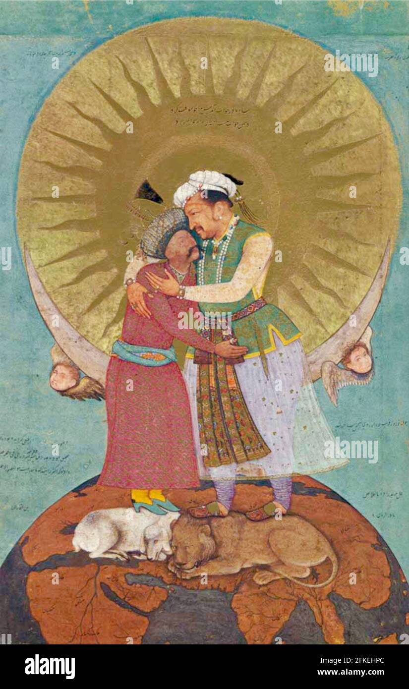 Abu'l-Hasan Kunstwerk mit dem Titel Jahangir's Dream. Stockfoto