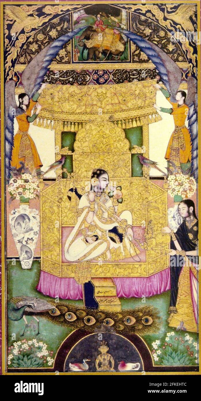 Farrukh Beg Kunstwerk mit dem Titel „Särwati Throned“. Stockfoto
