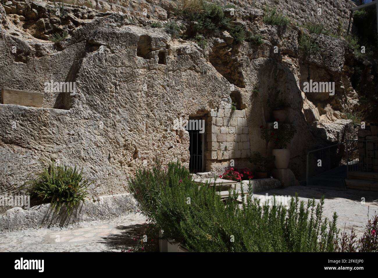 Das Gartengrab, eine alte jüdische Grabhöhle außerhalb der Altstadt von Jerusalem, wo einige Christen glauben, dass Jesus nach der Kreuzigung begraben wurde. Stockfoto