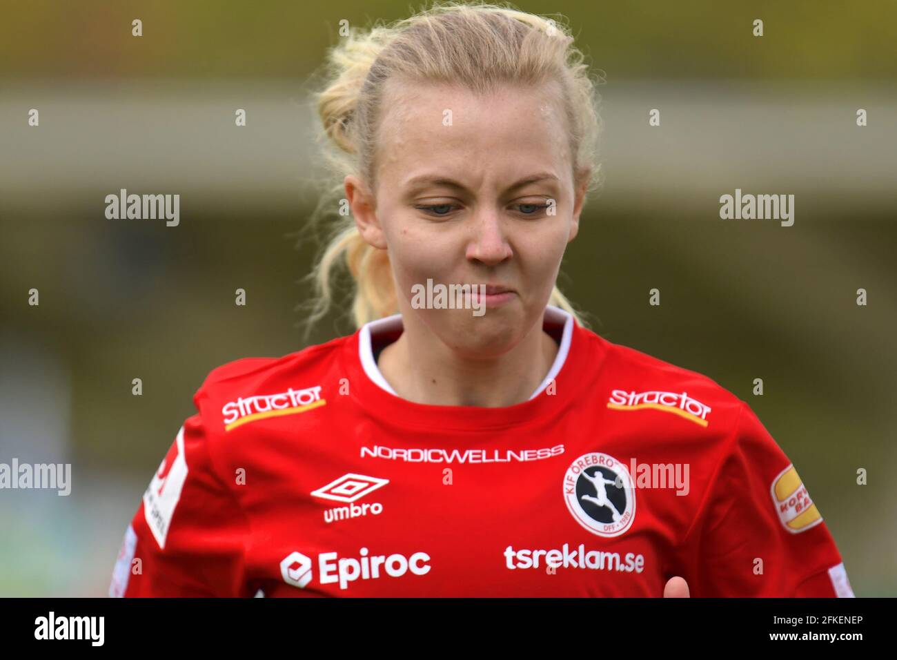 Nathalie Hoff Persson (8 Orebro) während des Spiels in der Schwedischen Liga OBOS Damallsvenskan am 1. Mai 2021 zwischen Hammarby IF und KIF Orebro DFF bei Hammarby IP in Stockholm, Schweden Stockfoto