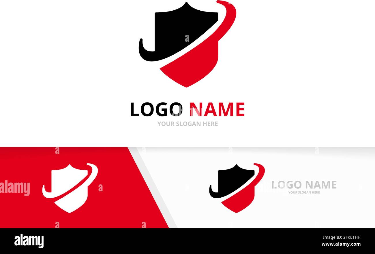 Einzigartige Vorlage für das Logo des Schildes. Logo des Sicherheitsunternehmens. Stock Vektor