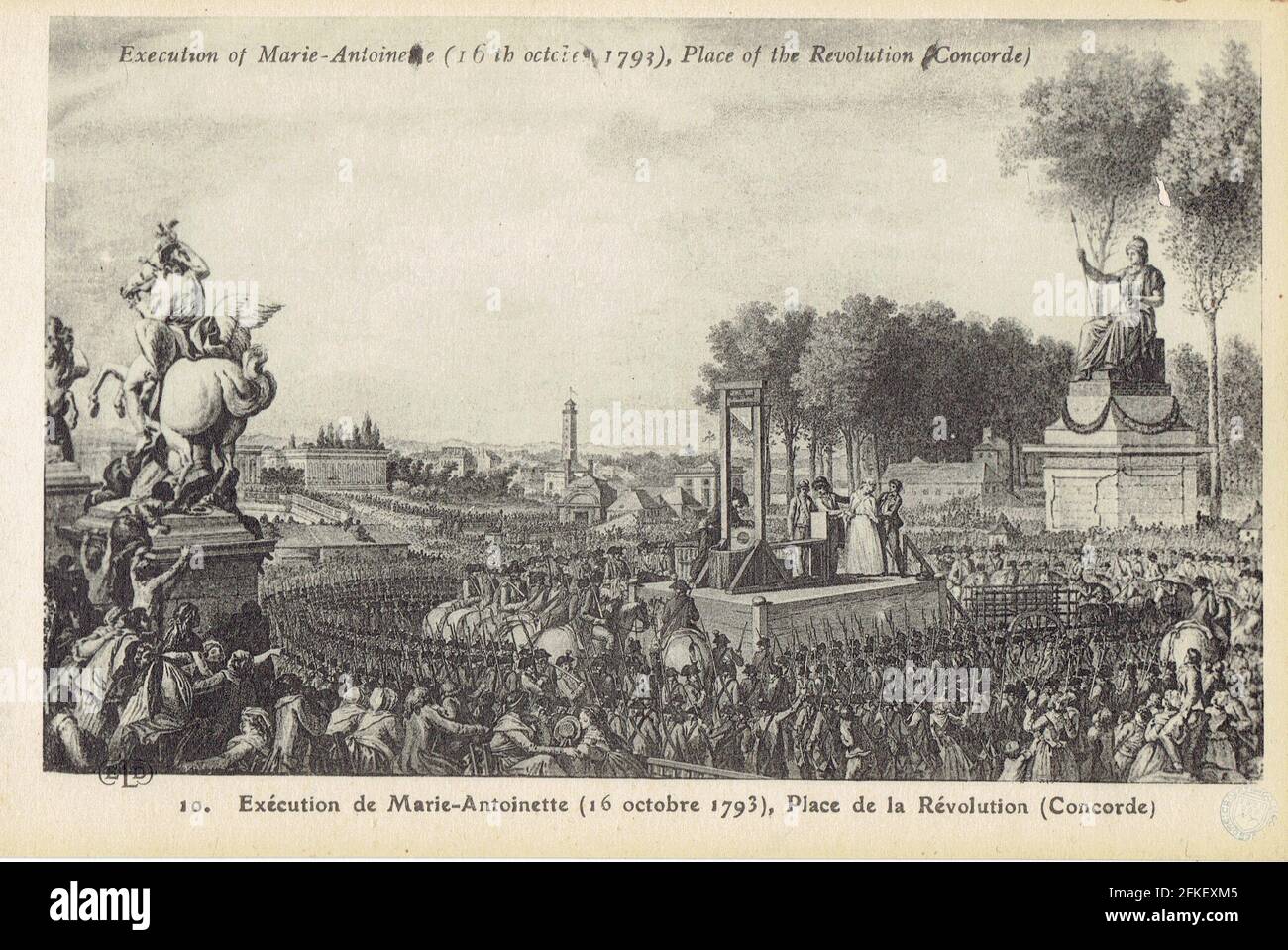 Éxecution de Marie Antoinette Place de la Concorde le 16 Oktobre 1793 Stockfoto