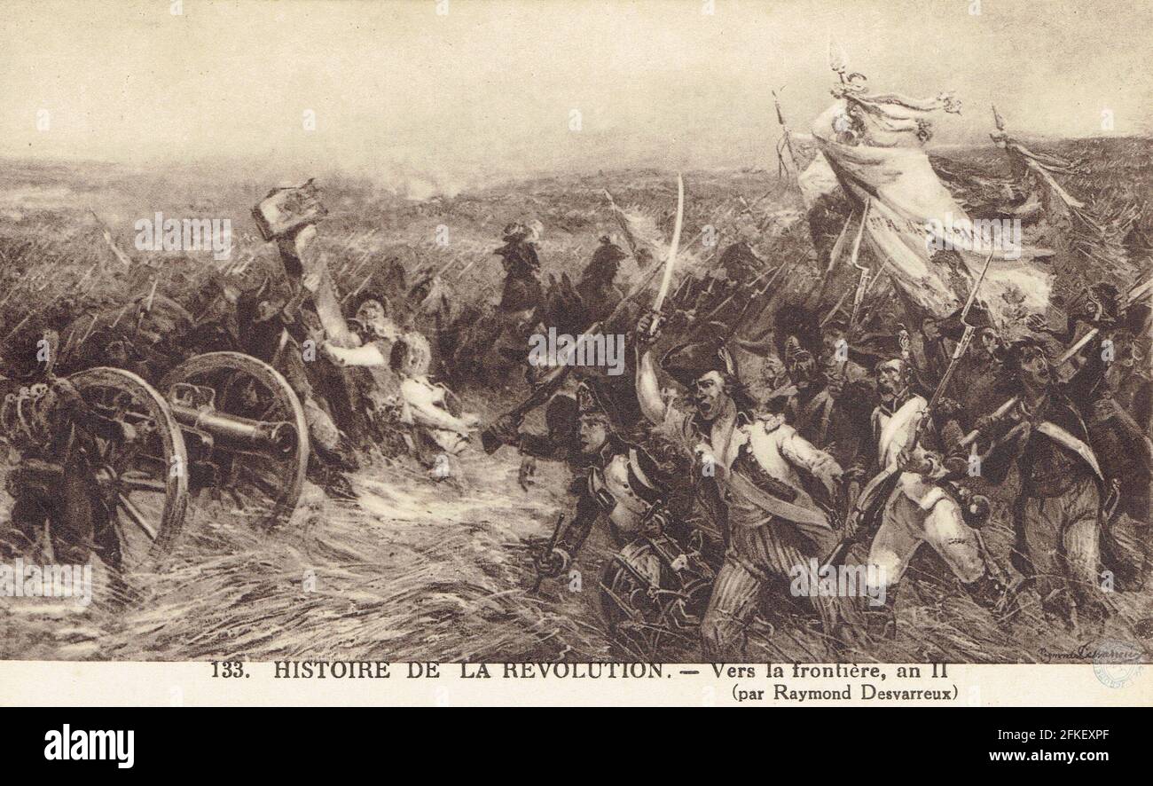 Truppe françaises progressant vers la frontière en l'an II Stockfoto
