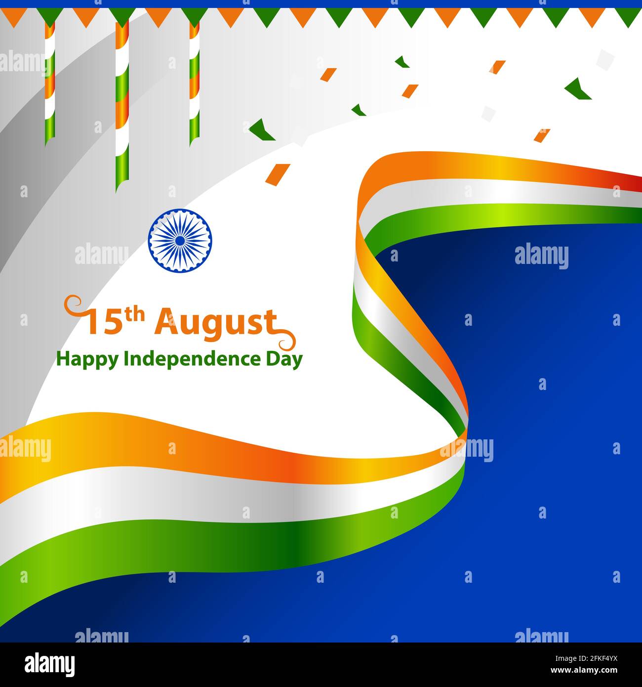 Happy Independence Day Indien mit tricolor Flagge Gruß Vektor Grafik-Layout. 15. August Vorlage für Broschüre, Flyer, Poster, Web, Printmedien. Stock Vektor