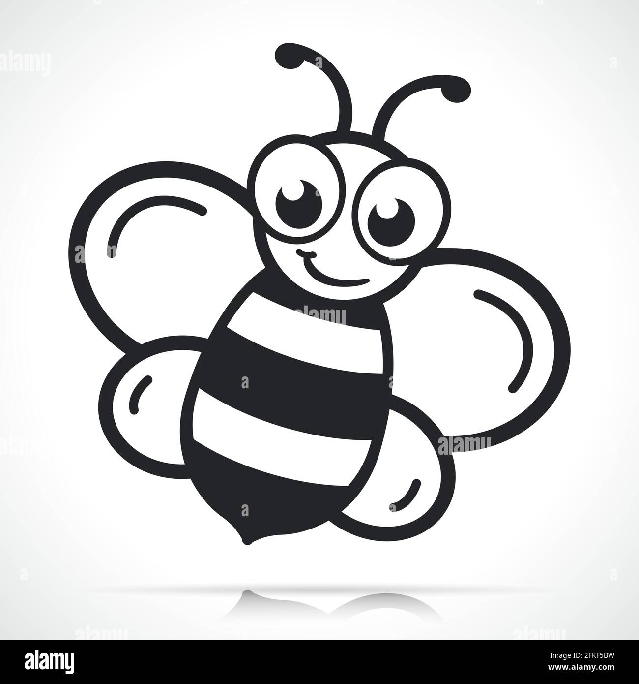 Honigbiene schwarz und weiß Vektor Cartoon Stock Vektor