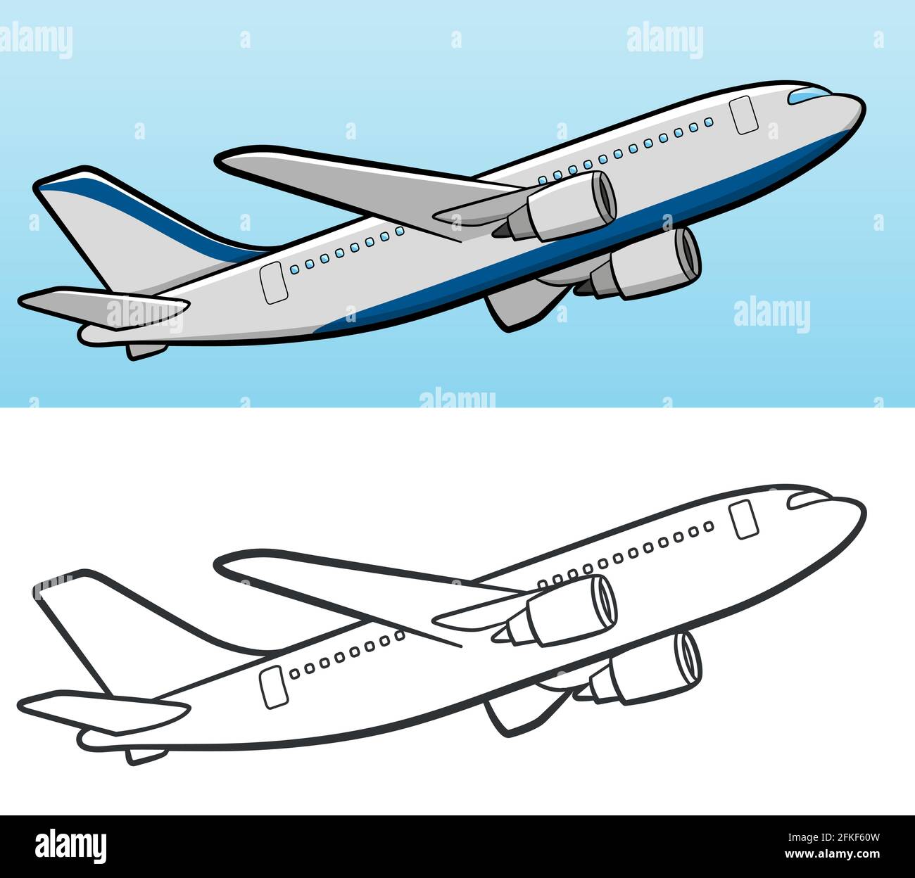 Vektor-Illustration: Flugzeug fliegt in den Himmel Stock Vektor